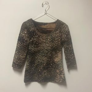 Renuar 3/4 Length Sleeve Textured Printed Top
